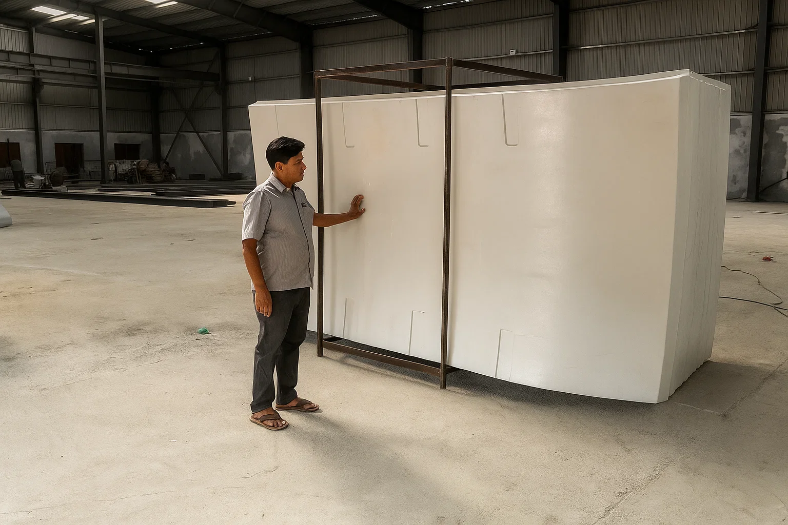 FRP Fan Stack Manufacturing – Corrosion‑Resistant Cooling Tower Fan Ring Assembly FRP fan stack manufacturing in cooling tower production facility – corrosive-resistant fan ring assembly line